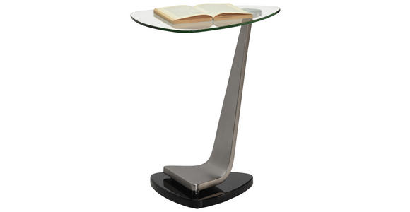 BEISTELLTISCH in Schwarz, Silberfarben - Silberfarben/Schwarz, Design, Glas/Holzwerkstoff (45,7/54,6/45,7cm) - Xora