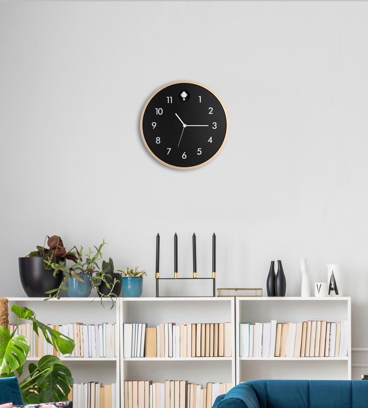 WANDUHR Naturfarben, Schwarz, Weiß  - Schwarz/Naturfarben, LIFESTYLE, Holz/Holzwerkstoff (31,5cm) - Novel