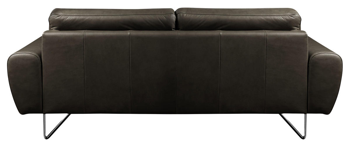 3-SITZER-SOFA in Leder Schwarz  - Chromfarben/Schwarz, Design, Leder/Metall (207/85/92cm) - Livetastic