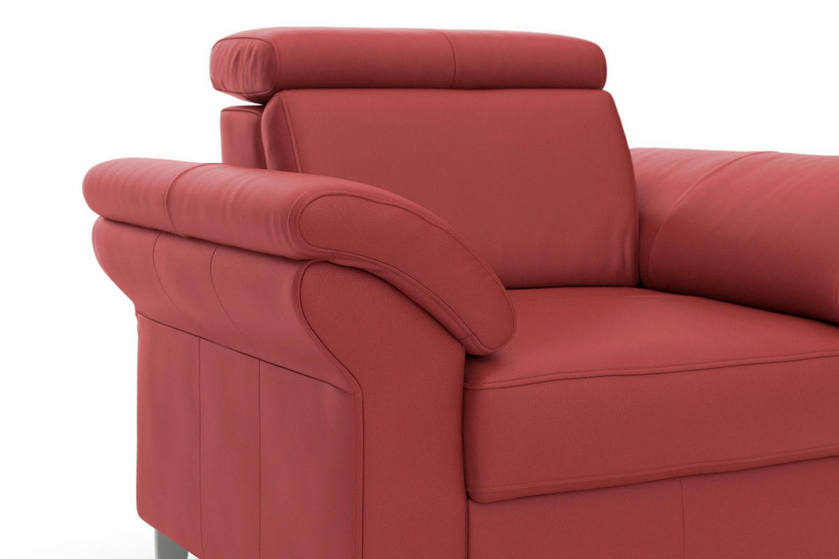 SESSEL in Echtleder Rot  - Chromfarben/Rot, Basics, Leder/Metall (101/84/93cm) - Sit & More