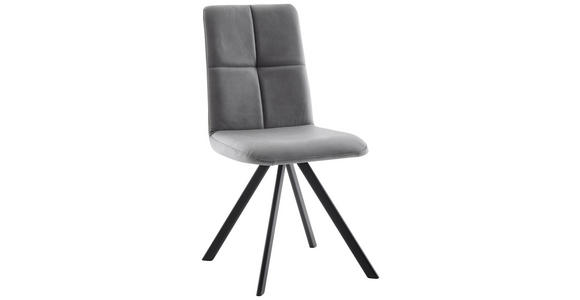 STUHL beschichtet Schwarz, Dunkelgrau - Dunkelgrau/Schwarz, MODERN, Textil/Metall (47/92/60cm) - Cantus
