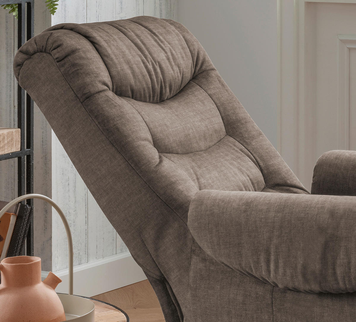 FERNSEHSESSEL in Velours Braun  - Schwarz/Braun, Design, Kunststoff/Textil (78/107/93cm) - Livetastic