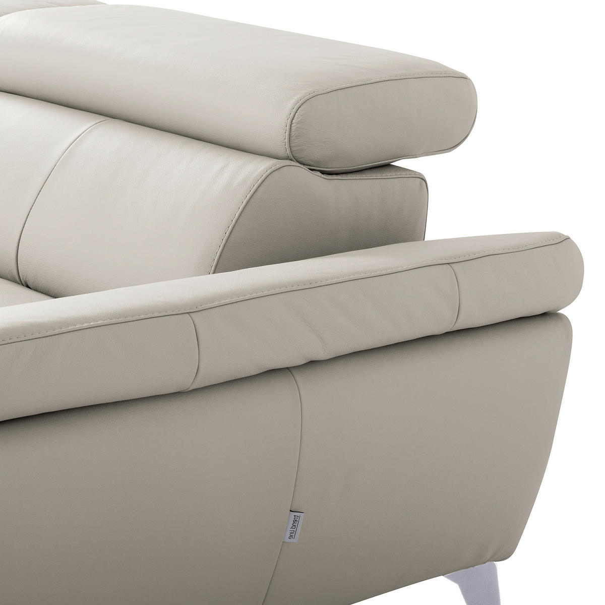 ECKSOFA Lederlook Echtleder Platinfarben  - Platinfarben/Chromfarben, Design, Leder/Textil (252/179cm) - Livetastic