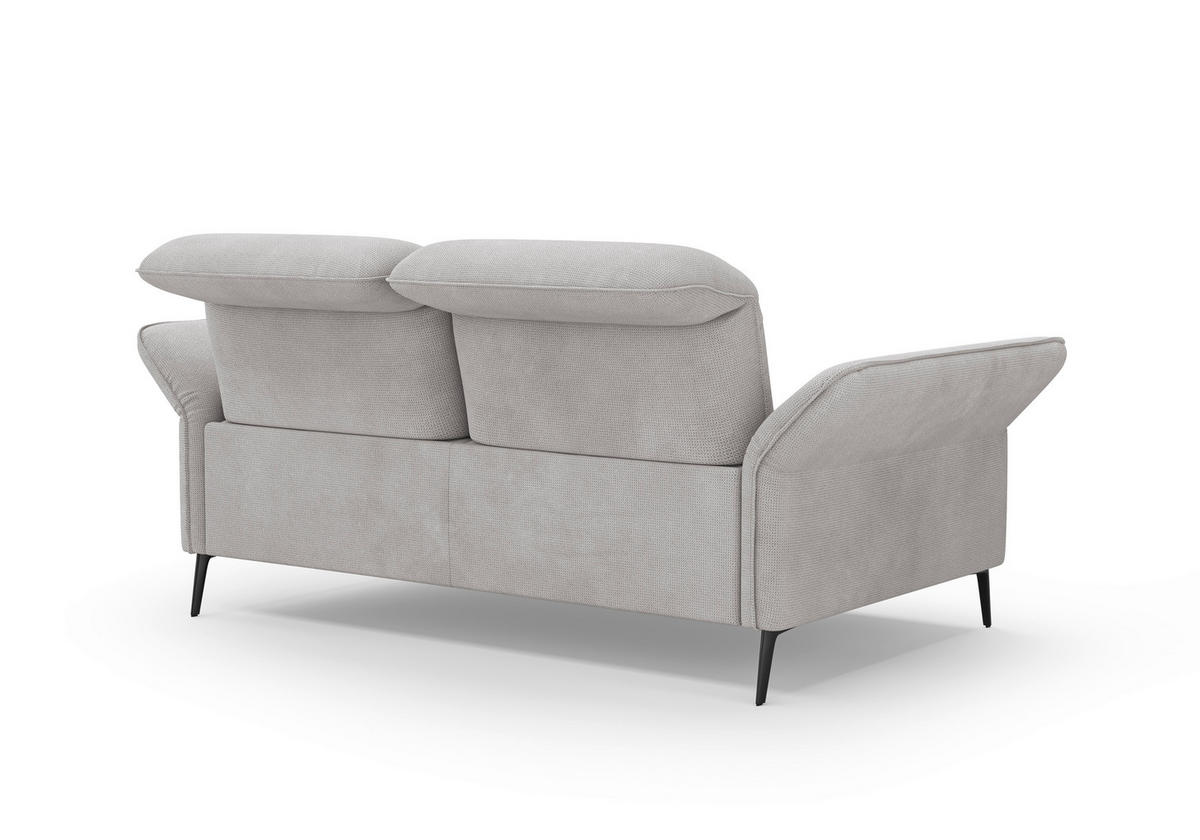 2,5-SITZER in Flachgewebe Silberfarben  - Silberfarben/Schwarz, KONVENTIONELL, Textil/Metall (189/92/123cm) - Sit & More