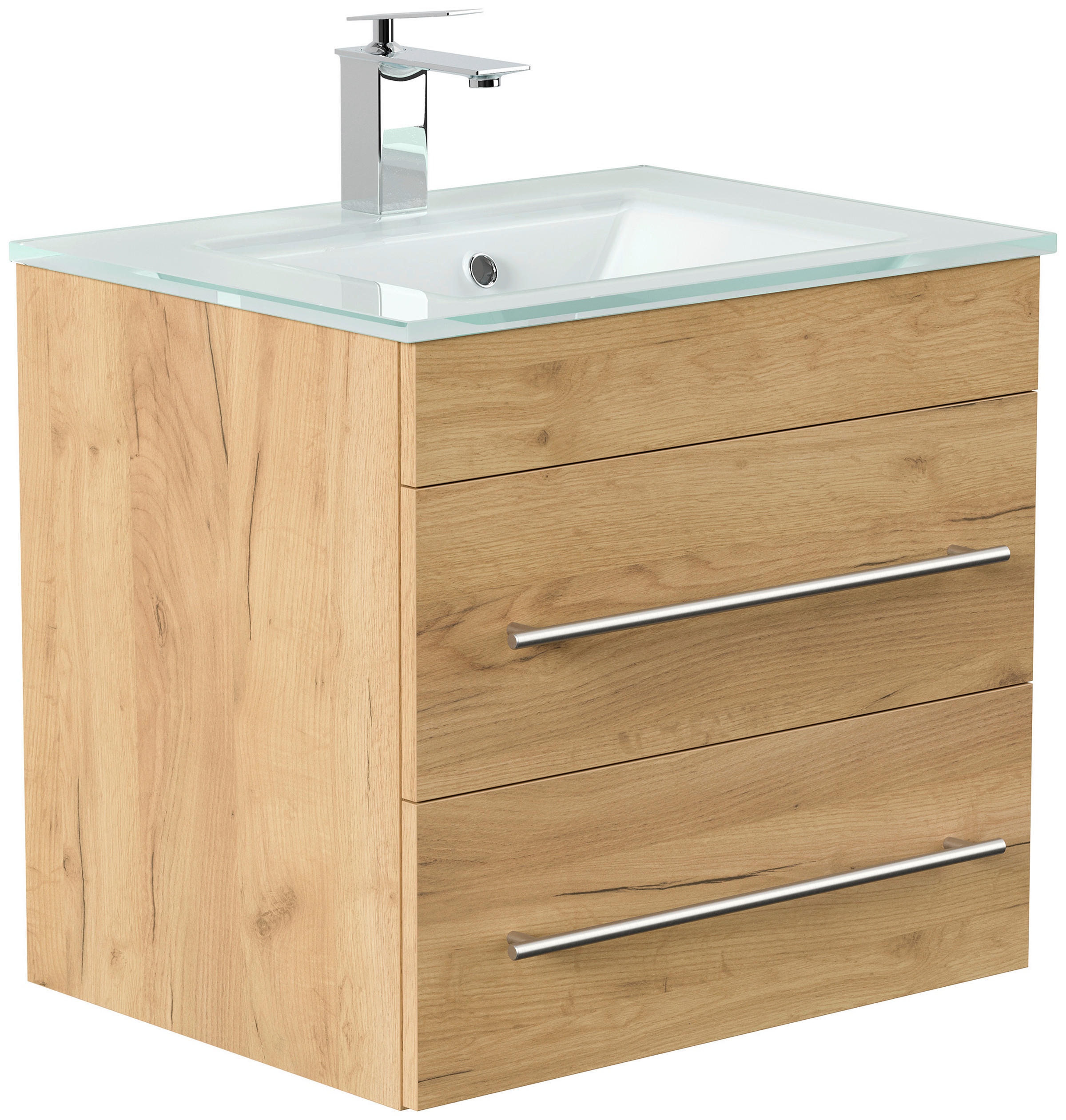 UMIVAL. ENOTA Z UMIVALNIKOM  - barve hrasta, Trend, kovina/steklo (60cm) - MID.YOU