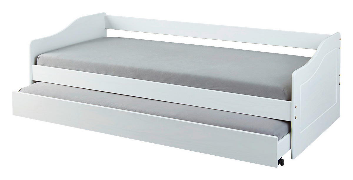 AUSZIEHBETT 90/200 cm Weiss  - Weiss, Romantik / Landhaus, Holz (90/200cm) - MID.YOU