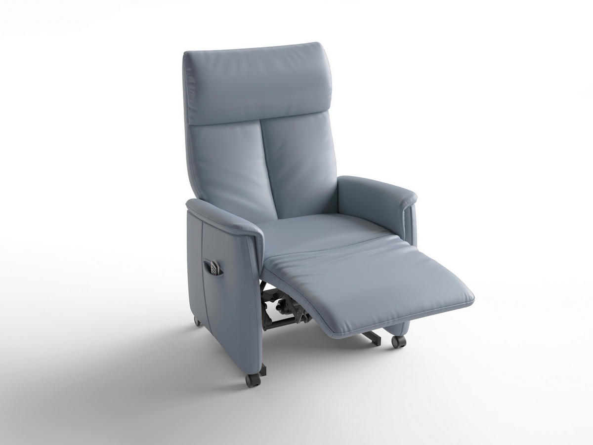 RELAXSESSEL TV CREMONA COMFORT E S1 Echtleder Kopfteilverstellung, Fußteilverstellung, Rücken echt    - Graublau/Schwarz, Basics, Leder/Kunststoff (76/110/84cm) - Sit & More