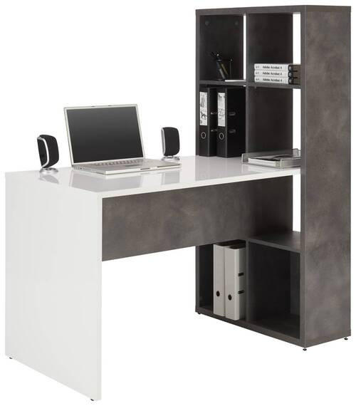 SCHREIBTISCHKOMBINATION Grau, Weiß Hochglanz  - Weiß Hochglanz/Grau, Design, Holzwerkstoff (132,5/74,4/144,6cm) - Xora