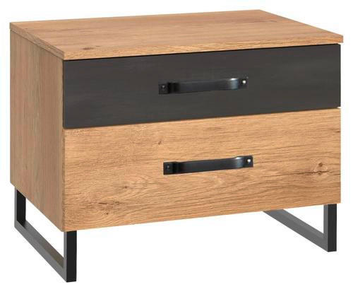 NACHTSCHRANK 58/45/41 cm - Eichefarben/Graphitfarben, Basics, Holzwerkstoff/Metall (58/45/41cm) - MID.YOU