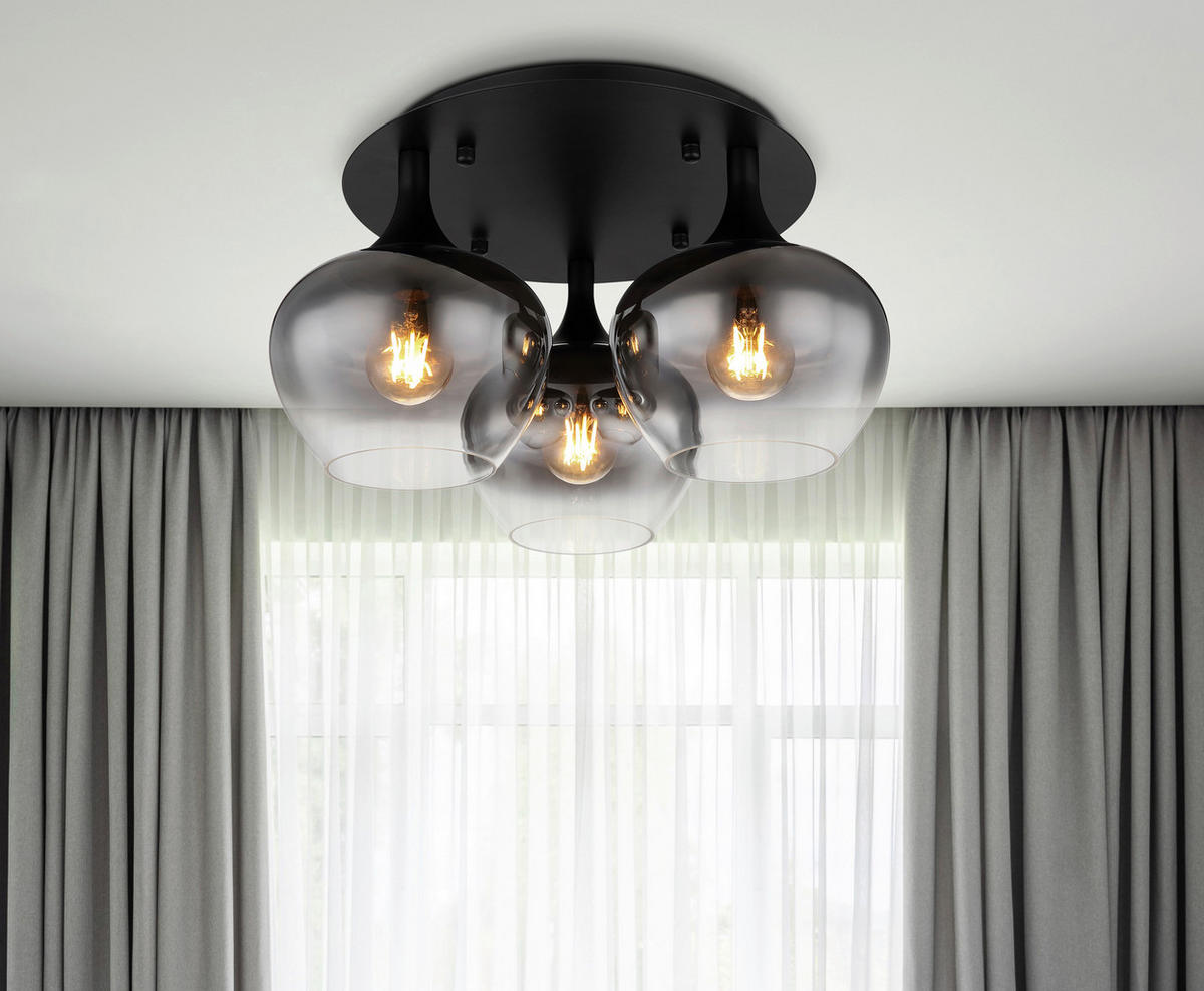 DECKENLEUCHTE 45/25,5 cm   - Schwarz, Design, Glas/Metall (45/25,5cm) - Globo