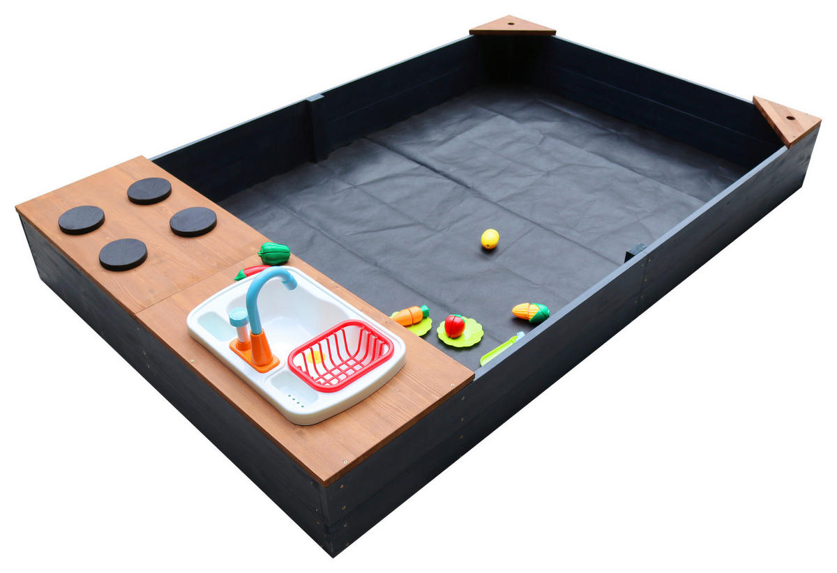 SANDKASTEN  - Anthrazit/Braun, Konventionell, Holz (115/21,8/180cm)