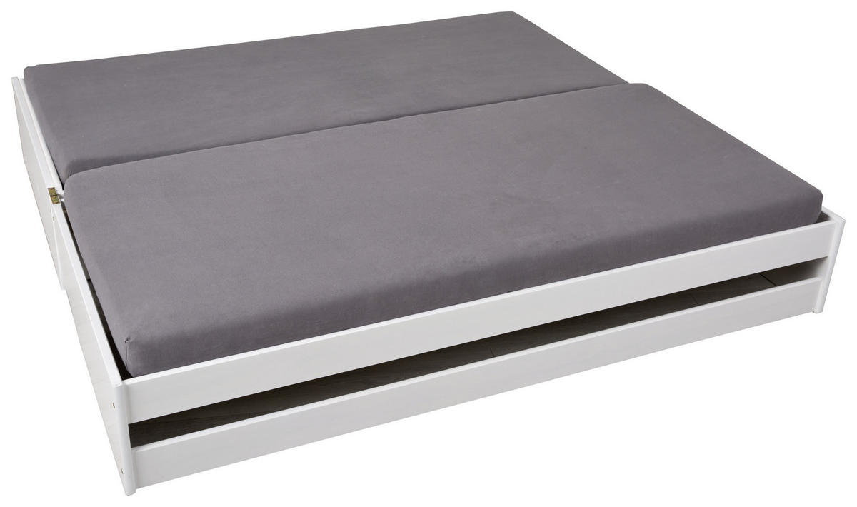 AUSZIEHBETT 90/200 cm Weiss  - Weiss/Naturfarben, Konventionell, Holz (90/200cm) - MID.YOU