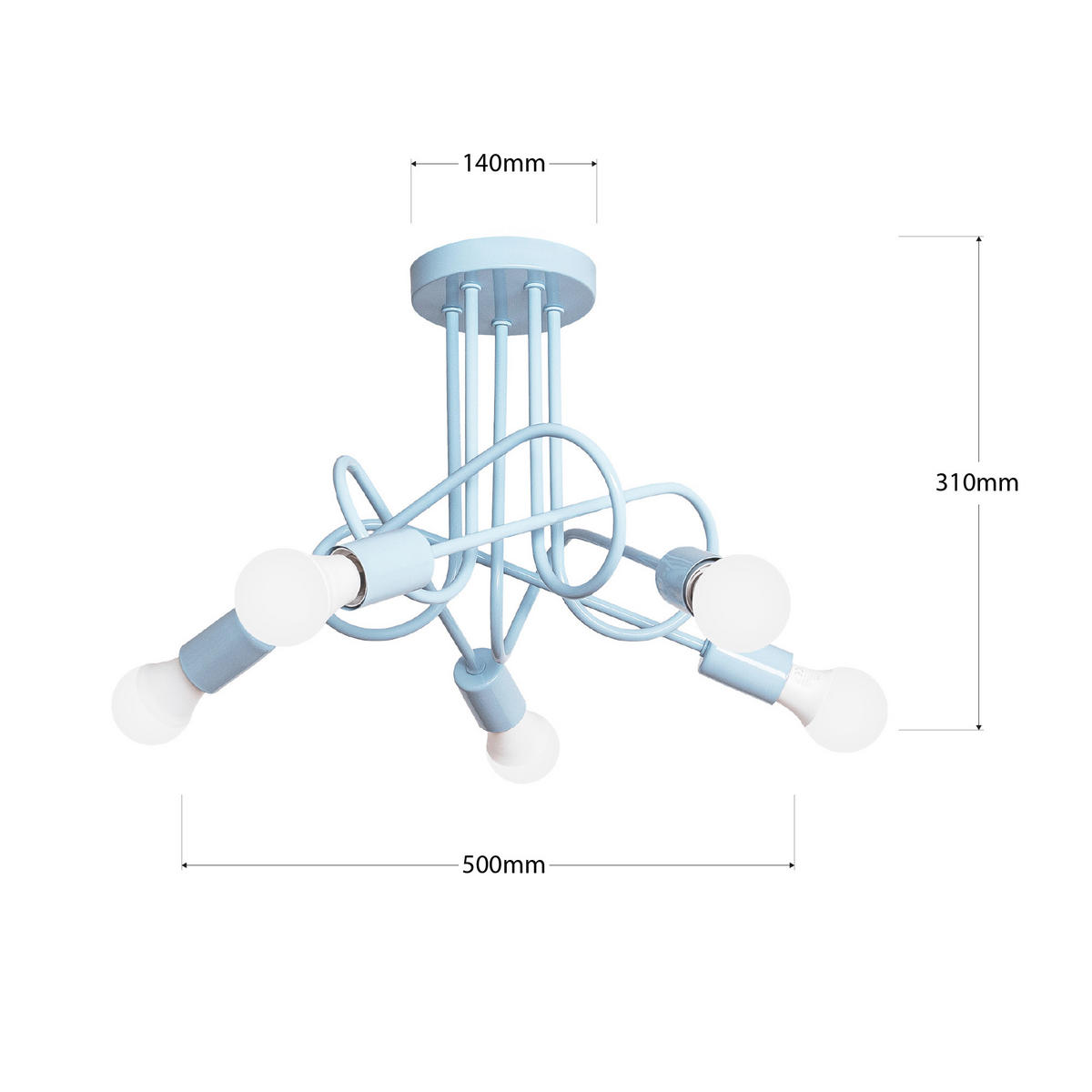 KINDERDECKENLEUCHTE OXFORD 50/50/31 cm   - Pastellblau, LIFESTYLE, Metall (50/50/31cm)