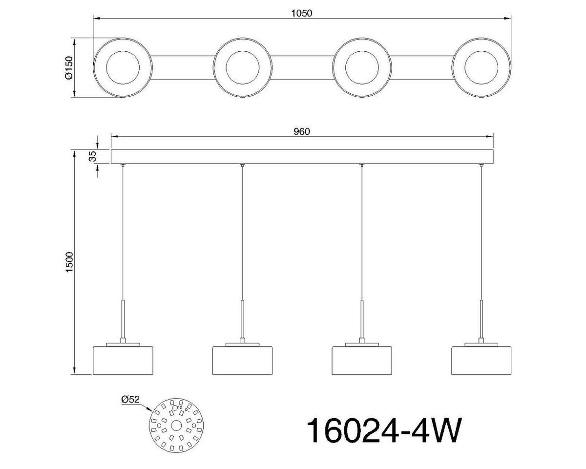 LED-HÄNGELEUCHTE 105/15/150 cm  - Klar/Opal, KONVENTIONELL, Glas/Kunststoff (105/15/150cm) - Globo