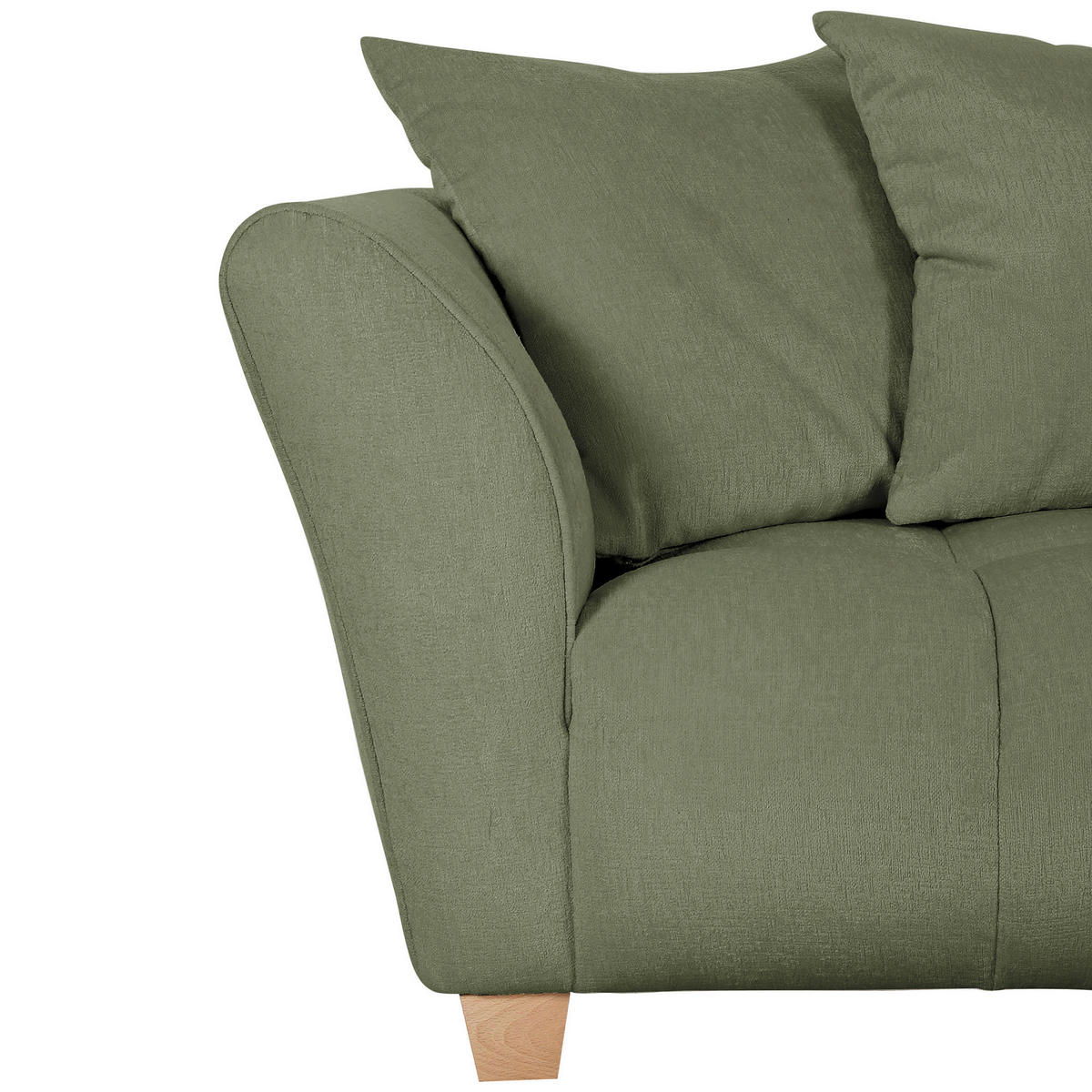 3-SITZER-SOFA Chenille Grün  - Buchefarben/Grün, KONVENTIONELL, Holz/Textil (212/72/95cm) - Milino