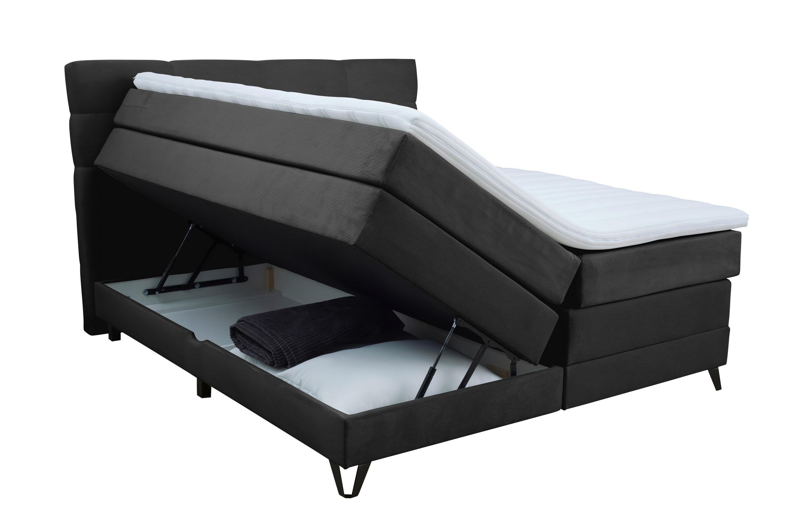 BOXSPRINGBETT 180/200 cm  in Schwarz  - Schwarz, KONVENTIONELL, Textil/Metall (180/200cm) - Carryhome