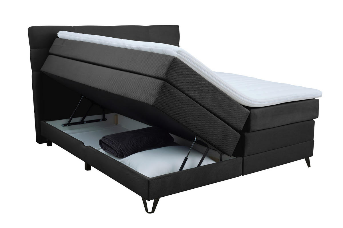 BOXSPRINGBETT 180/200 cm  in Schwarz  - Schwarz, KONVENTIONELL, Textil/Metall (180/200cm) - Carryhome
