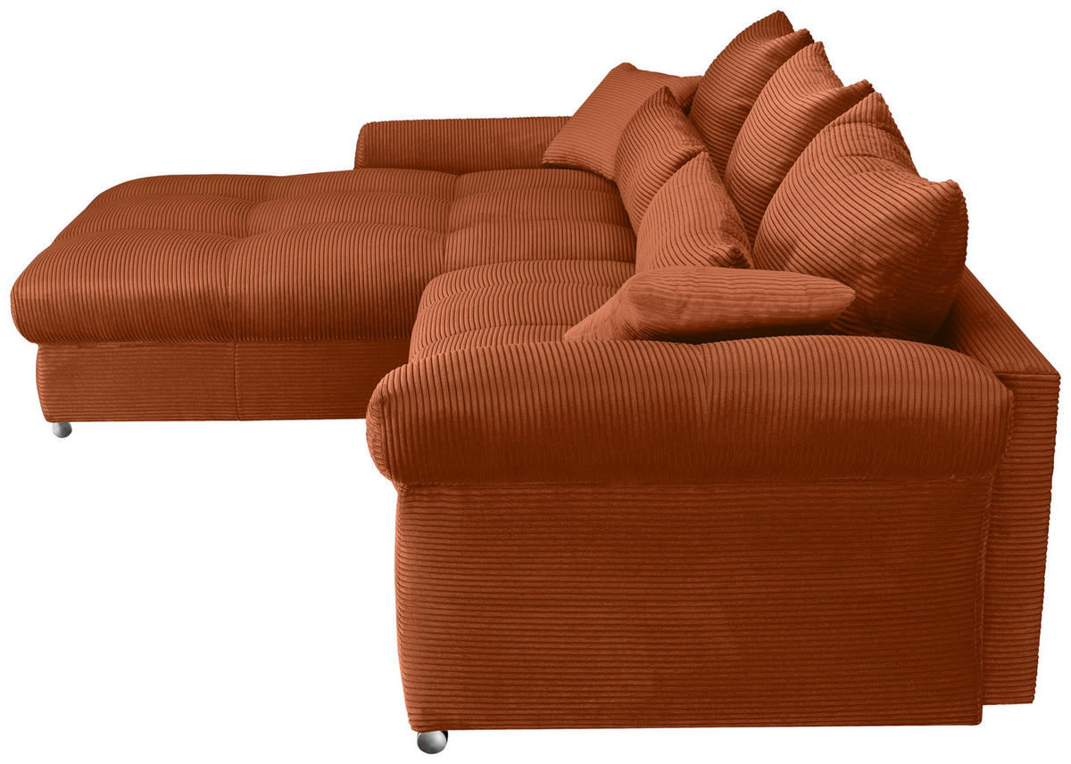 ECKSOFA Rostfarben Cord  - Chromfarben/Rostfarben, KONVENTIONELL, Textil/Metall (225/335cm) - Carryhome