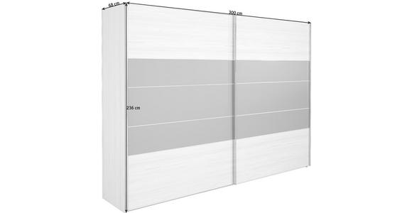 SCHWEBETÜRENSCHRANK in Eichefarben, Magnolie - Chromfarben/Eichefarben, KONVENTIONELL, Glas/Holzwerkstoff (300/236/68cm) - Voleo