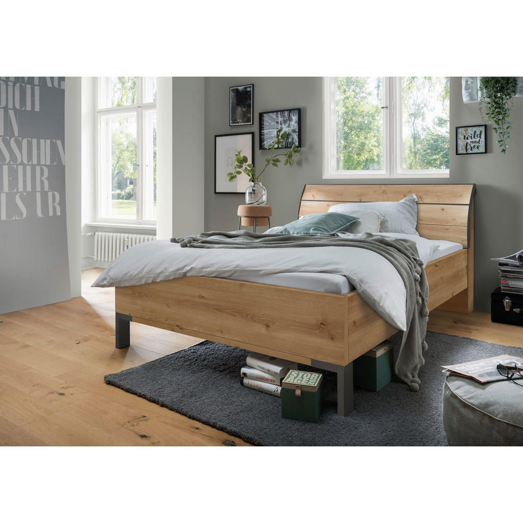 Thumbnail - Dieter Knoll Bett, Eiche Bianco, Metall, 120x200 cm, ISO 9001, Goldenes M, Made in Germany, in verschiedenen Größen erhä...