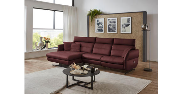 ECKSOFA in Echtleder Bordeaux  169/298 cm  - Bordeaux/Schwarz, Design, Leder/Metall (169/298cm) - Dieter Knoll