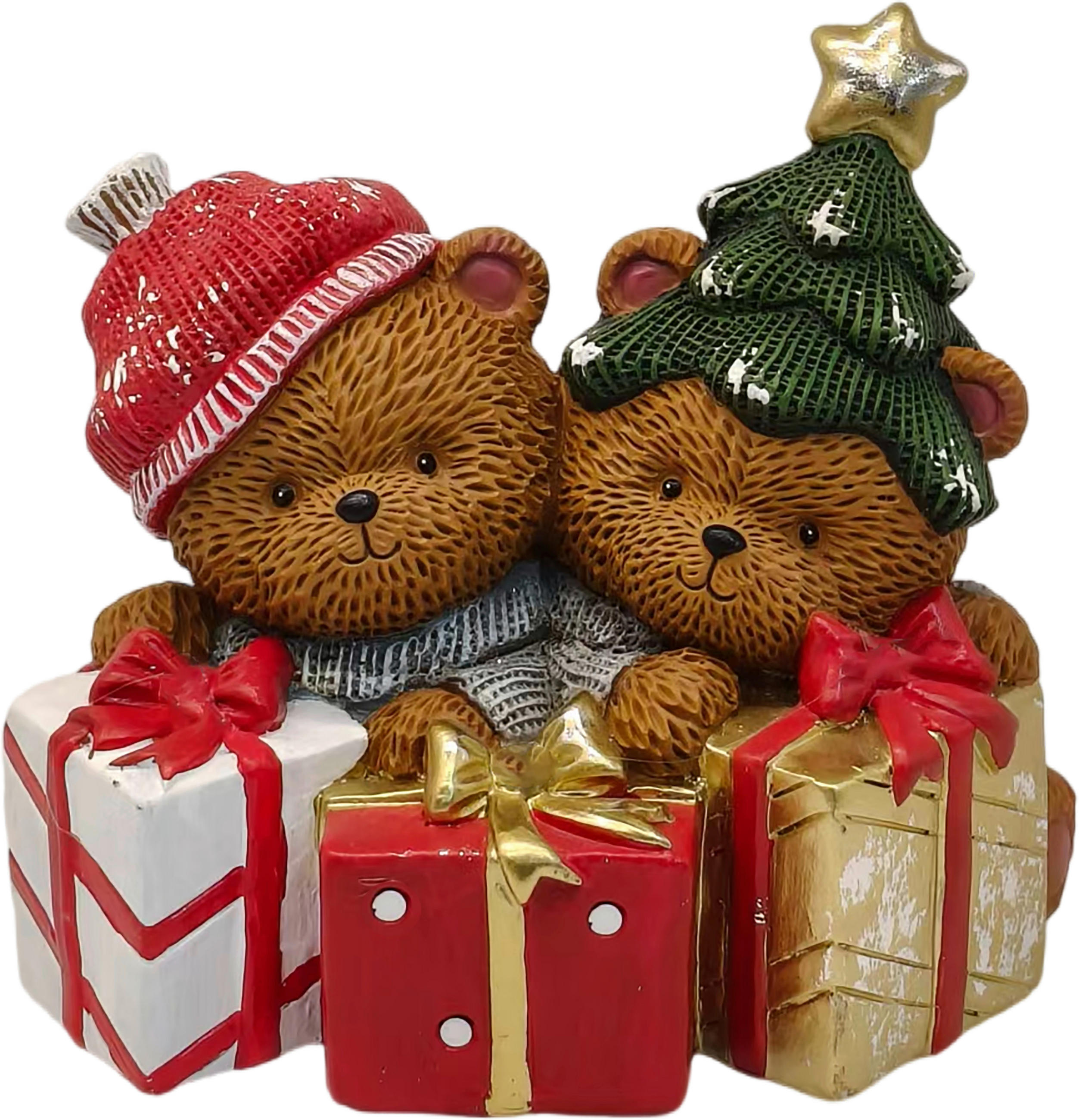 DEKOBÄR - Rot/Goldfarben, LIFESTYLE, Kunststoff (14,5/21,5/13,5cm) - X-Mas