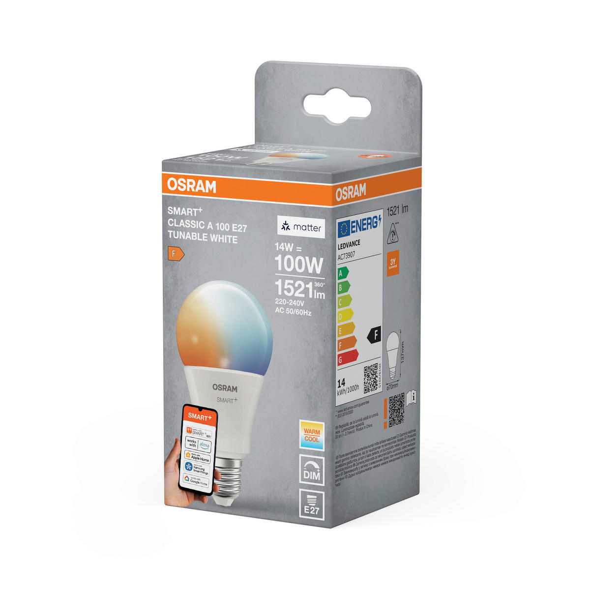 LED-LEUCHTMITTEL E27 14 W 1521 lm  - Weiß, Basics, Kunststoff (7/13,7cm) - Osram
