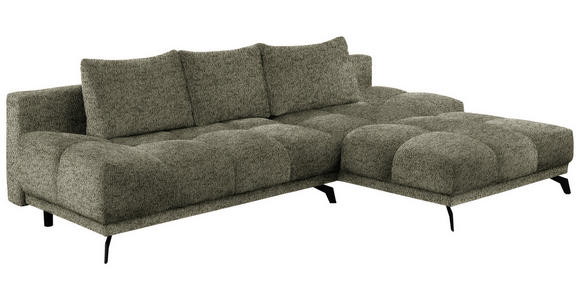 ECKSOFA Olivgrün Chenille  - Schwarz/Olivgrün, MODERN, Textil/Metall (290/182cm) - Hom`in