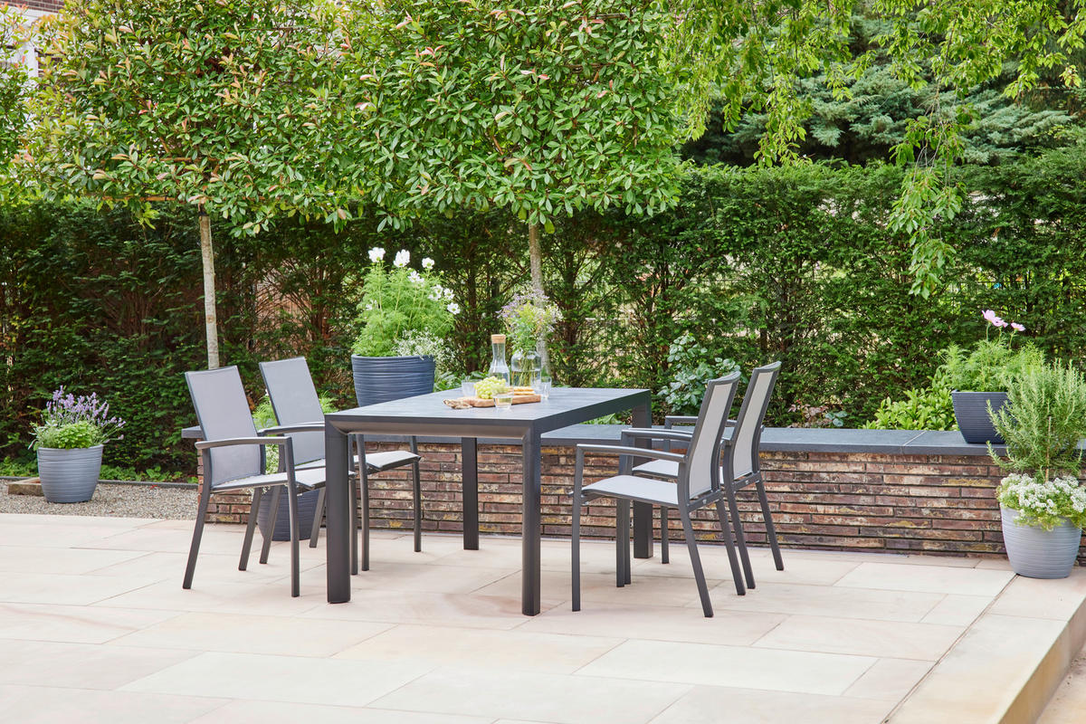 GARTENTISCH 140/90/74 cm Metall rechteckig  - Schieferfarben/Anthrazit, Basics, Keramik/Metall (140/90/74cm) - Siena Garden