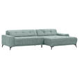 ECKSOFA  in Cord Mintgrün Rücken echt, Sitzvorzug  295/165 cm  - Schwarz/Mintgrün, KONVENTIONELL, Textil/Metall (295/165cm) - Carryhome