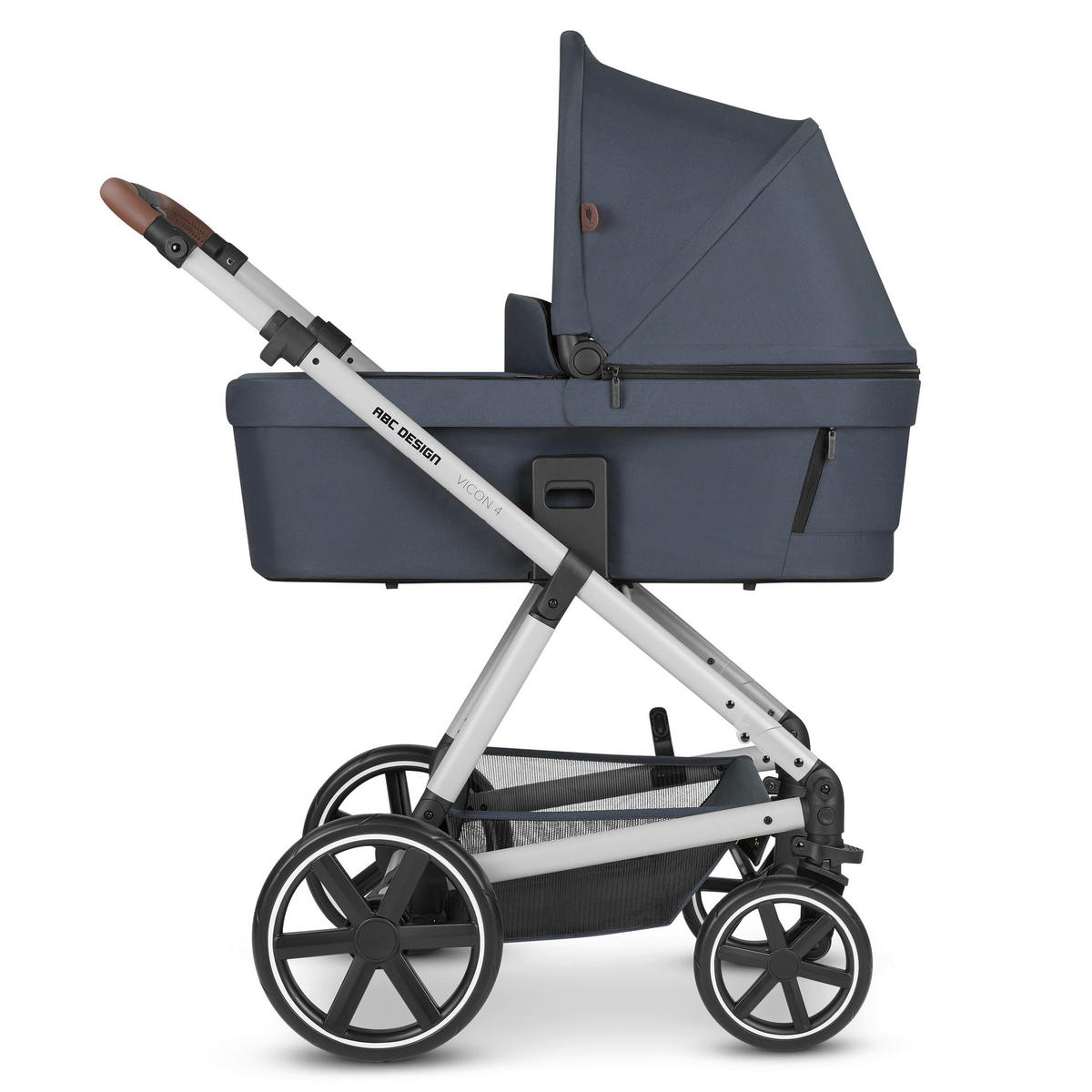 KINDERWAGENSET  Vicon 4  Lake  - Silberfarben/Dunkelblau, Basics, Textil/Metall (91/61/110cm) - ABC Design