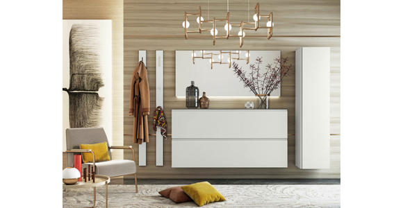 SCHUHKIPPER - Weiß, Design, Glas/Holzwerkstoff (160/81/22cm) - Moderano