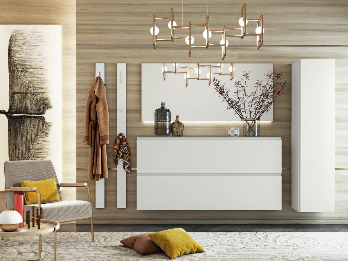 SCHUHKIPPER Gardasee  in 160/81/22 cm  - Weiss, Design, Glas/Holzwerkstoff (160/81/22cm) - Moderano
