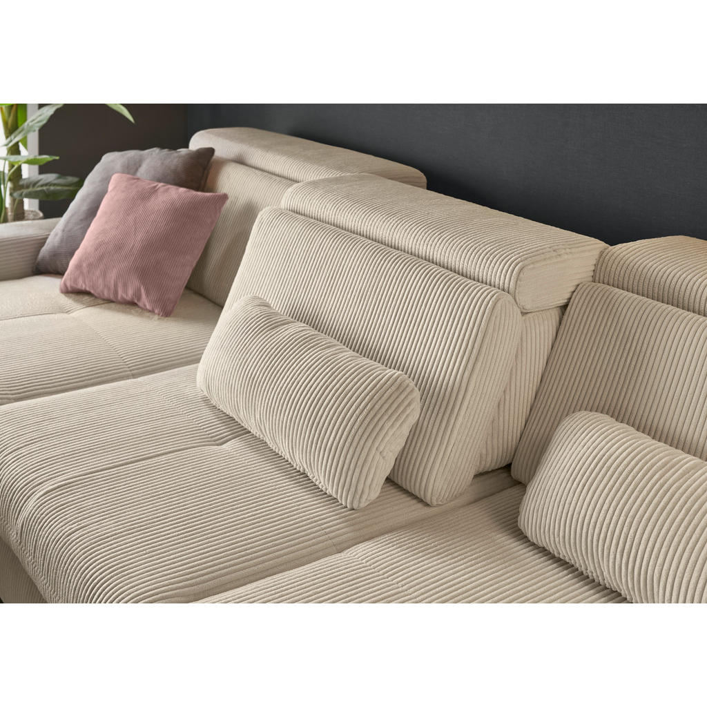 Thumbnail - SetOne by Musterring Ecksofa, Creme, Textil, Buche, furniert, massiv, 3-Sitzer, Ottomane links, L-Form, 307x195 cm, Type...