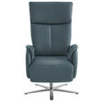 RELAXSESSEL in Leder Blaugrau  - Edelstahlfarben/Blaugrau, Design, Leder/Metall (70/124/85cm) - Cantus