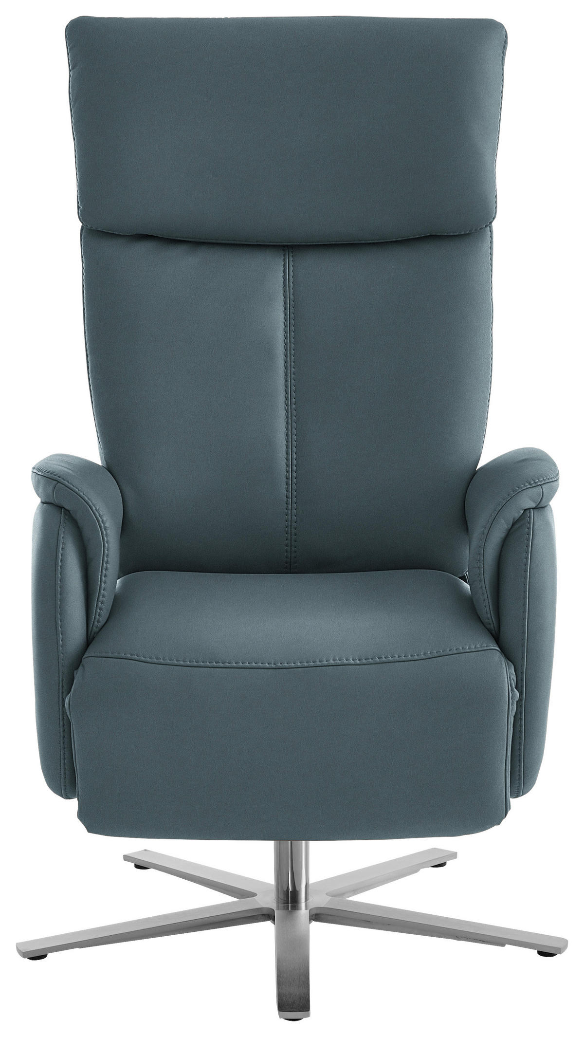 RELAXSESSEL in Leder Blaugrau  - Edelstahlfarben/Blaugrau, Design, Leder/Metall (70/124/85cm) - Cantus