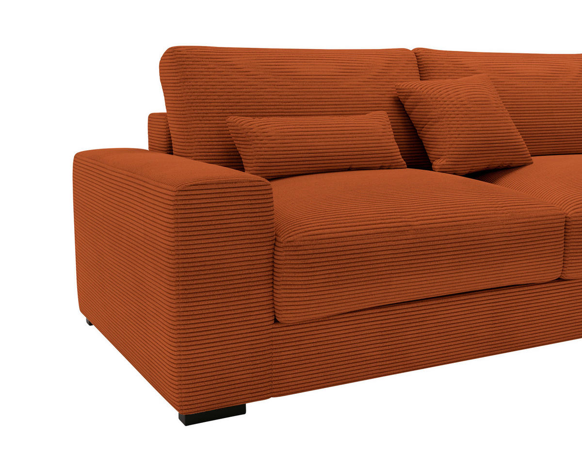 ECKSOFA in Cord Kupferfarben  - Schwarz/Kupferfarben, Design, Kunststoff/Textil (340/205cm) - Lomoco