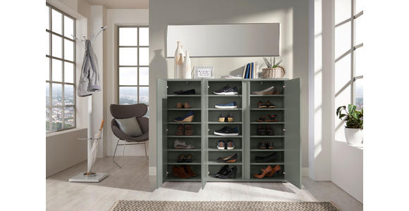 SCHUHSCHRANK in 145/120/34 cm - Anthrazit/Grün, Design, Holzwerkstoff/Kunststoff (145/120/34cm) - Xora
