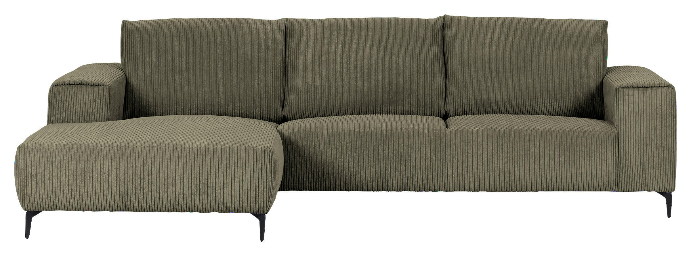 ECKSOFA in Cord Dunkelgrün  - Dunkelgrün/Schwarz, Konventionell, Textil/Metall (170/285cm) - Carryhome