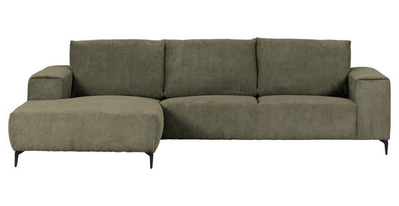 ECKSOFA Dunkelgrün Cord  - Dunkelgrün/Schwarz, KONVENTIONELL, Textil/Metall (170/285cm) - Carryhome