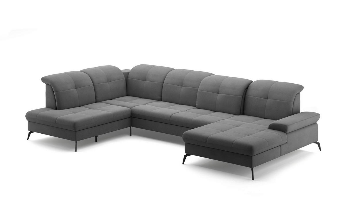 WOHNLANDSCHAFT in Flachgewebe Grau  - Schwarz/Grau, Konventionell, Textil/Metall (231/357/185cm) - Sit & More