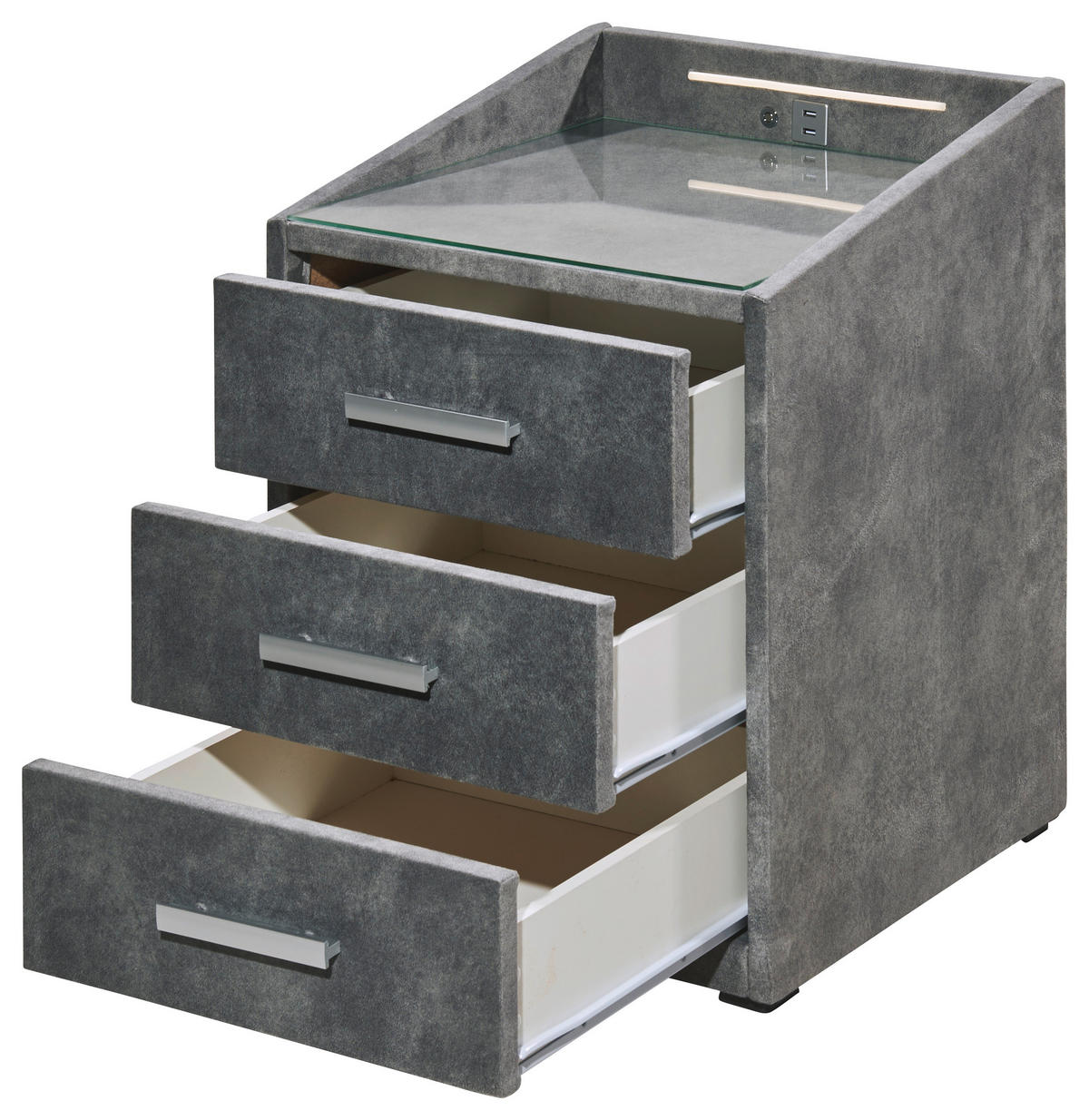 NACHTSCHRANK 47/61/46 cm  - Graubraun/Silberfarben, MODERN, Holzwerkstoff/Kunststoff (47/61/46cm) - MID.YOU