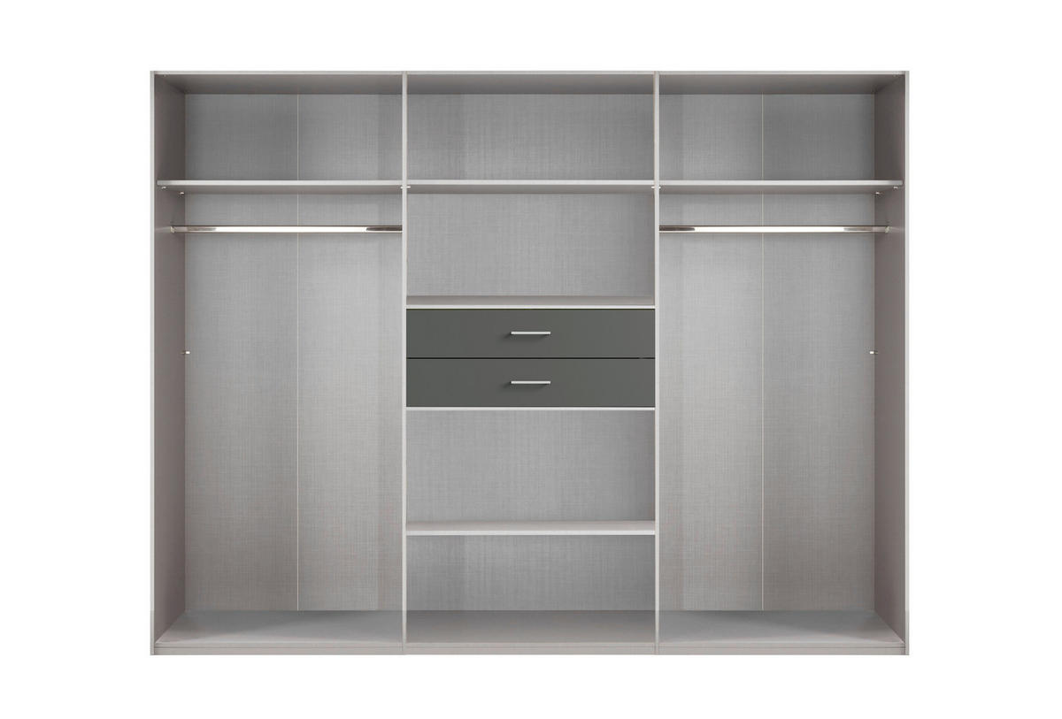 KLEIDERSCHRANK Weiss  - Weiss/Schwarz, Konventionell, Holzwerkstoff/Kunststoff (270/210/58cm) - P & B
