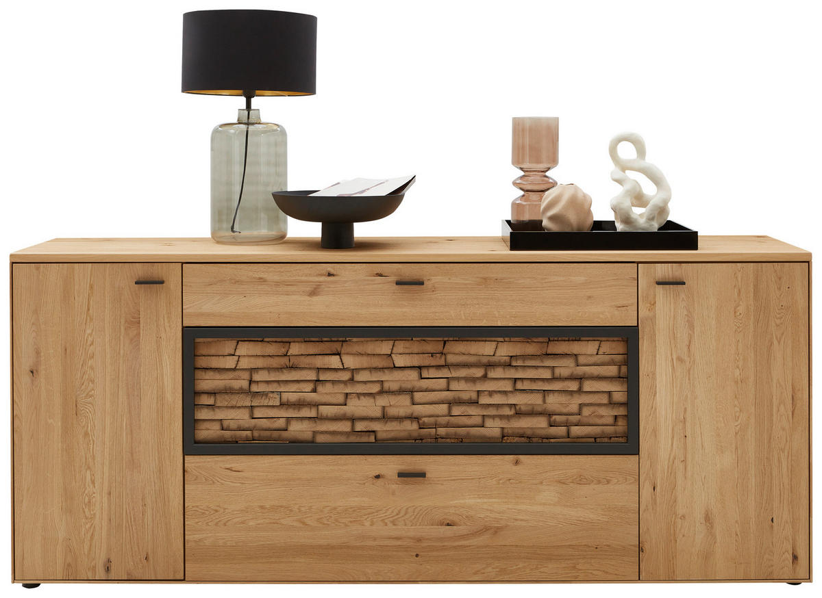 SIDEBOARD  in 211,9/89,5/45,2 cm  - Wildeiche/Graphitfarben, Natur, Holz/Metall (211,9/89,5/45,2cm) - Valnatura