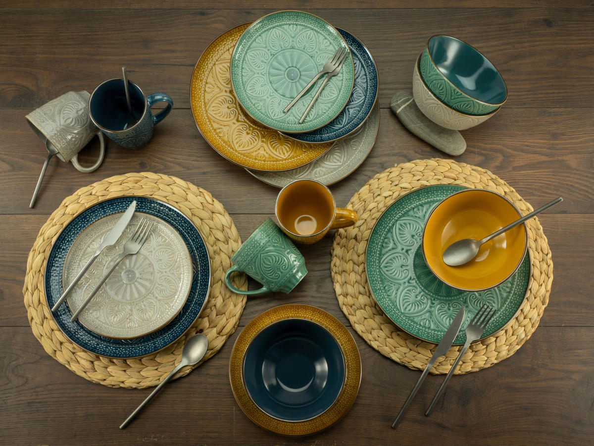 KOMBISERVICE 16-teilig  - Smaragdgrün/Gelb, LIFESTYLE, Keramik (33/30/32cm) - Creatable
