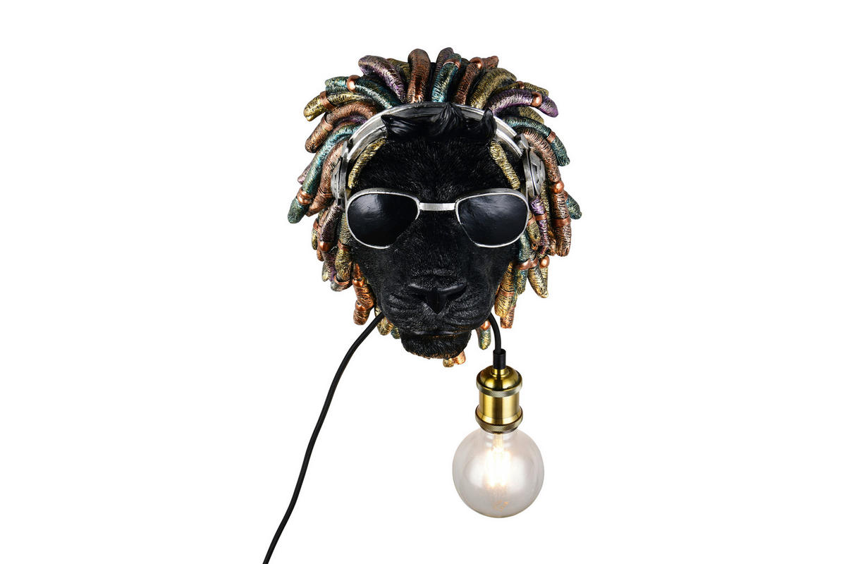 WANDLEUCHTE - Schwarz, MODERN, Kunststoff (31,5/22,5/38cm)