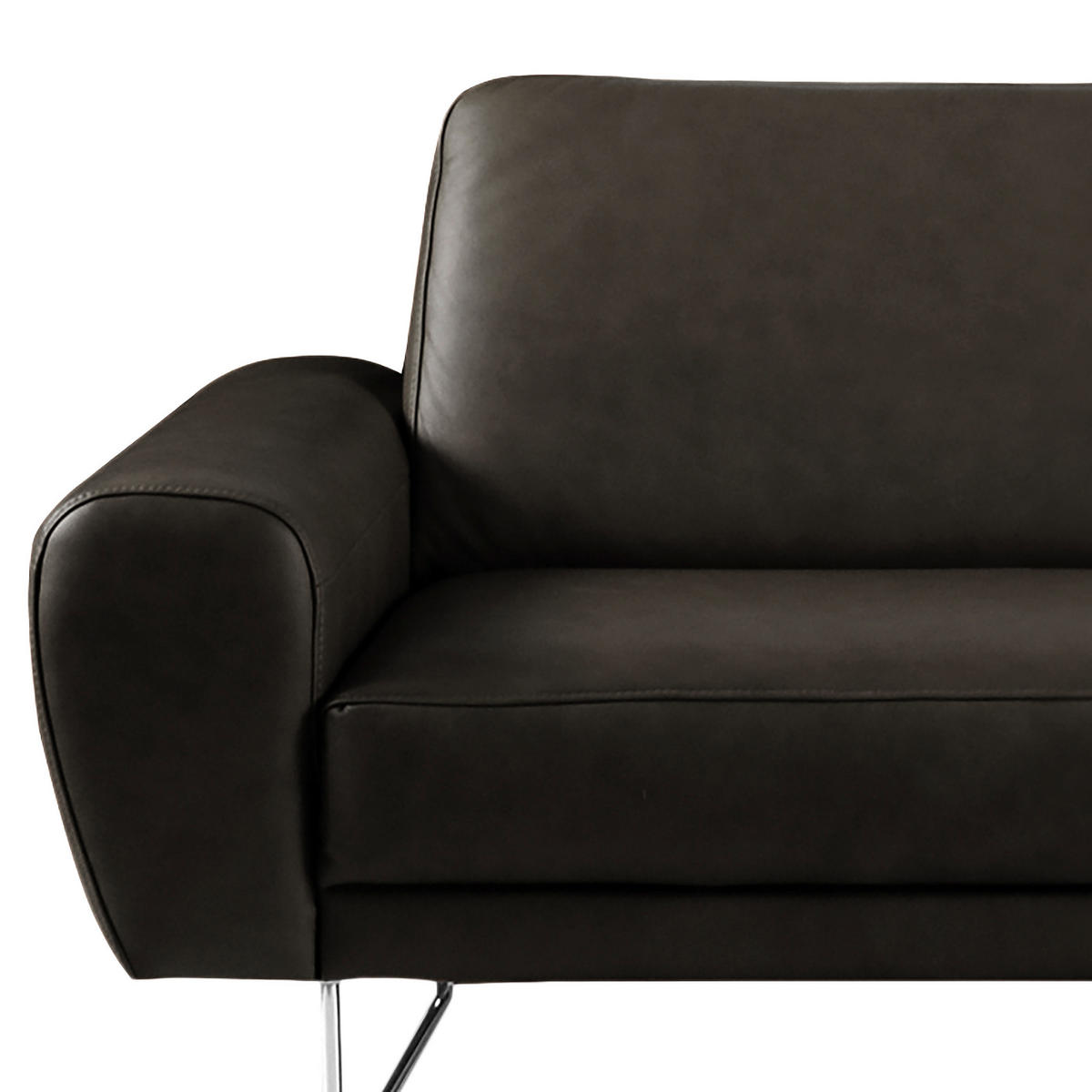 3-SITZER-SOFA in Leder Schwarz  - Chromfarben/Schwarz, Design, Leder/Metall (207/85/92cm) - Livetastic