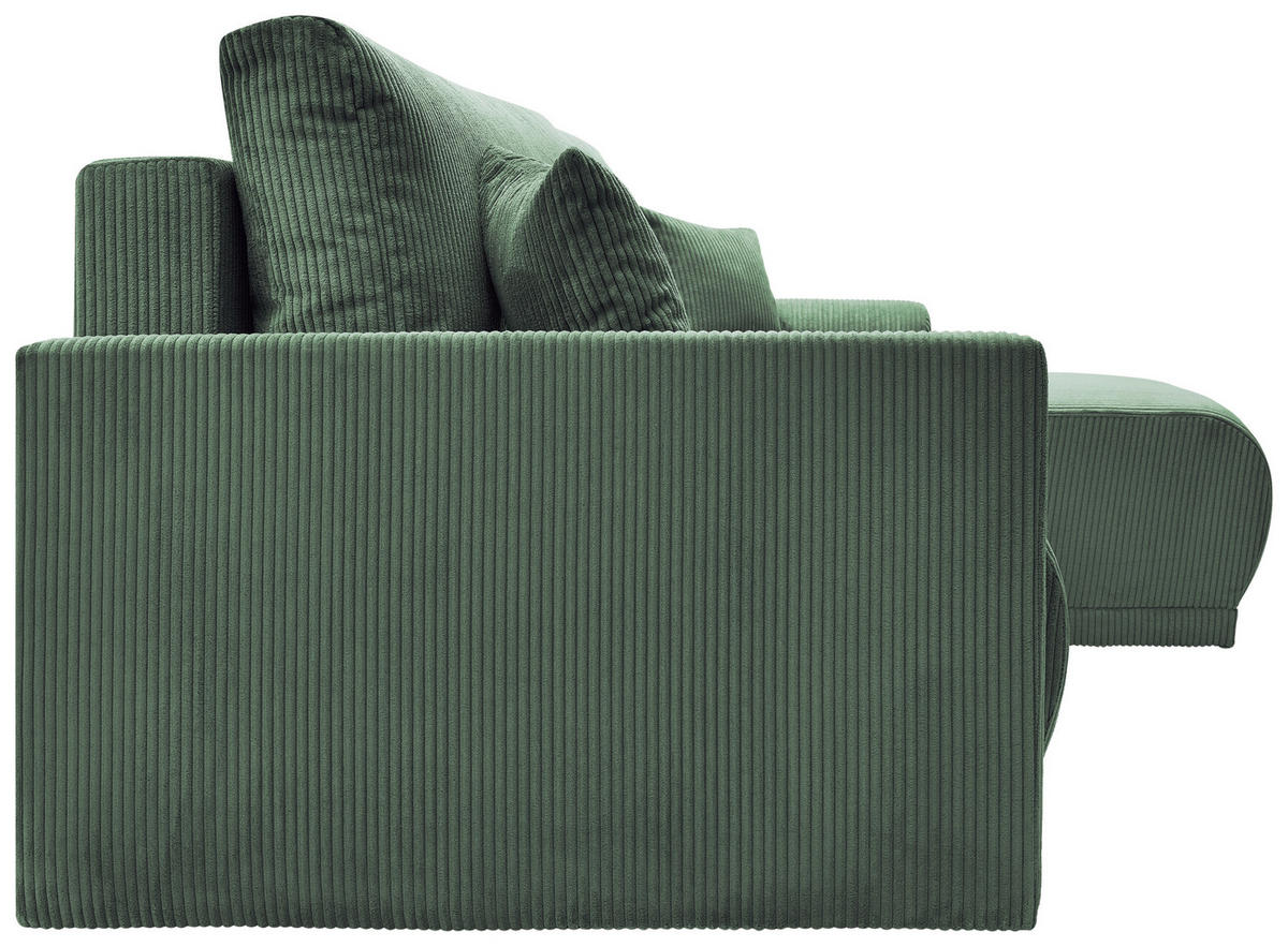 ECKSOFA KIMMY Grün Cord Zierkissen, Rückenkissen, Bettkasten  - Schwarz/Grün, Design, Kunststoff/Textil (233/146cm) - P & B
