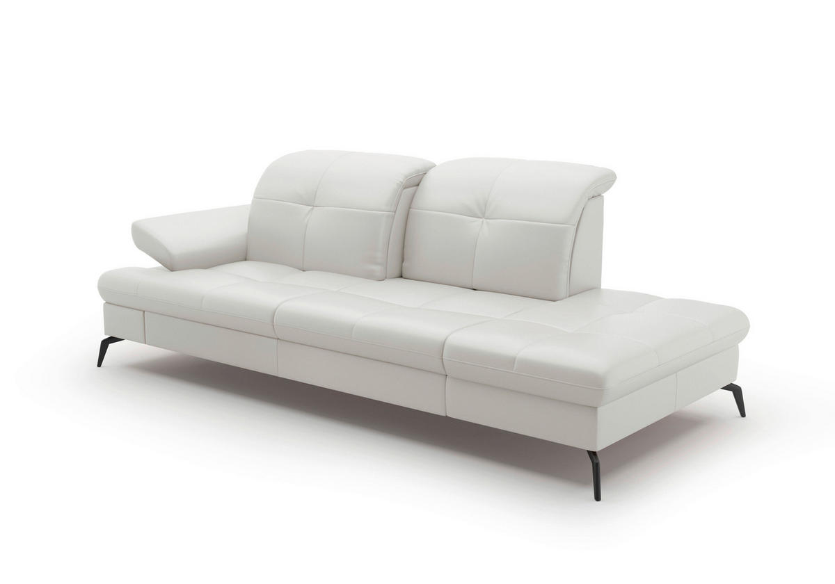 RÉCAMIERE in Echtleder Weiss  - Weiss/Schwarz, Konventionell, Leder/Metall (231/90/122cm) - Sit & More