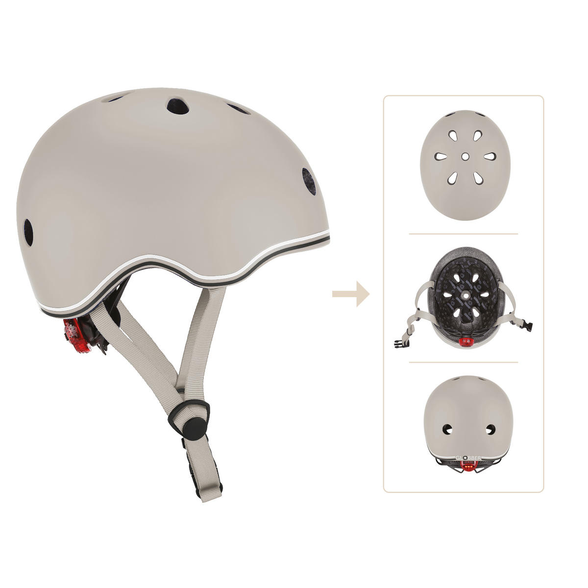 KINDERHELM HELM GO-UP LIGHTS  - Taupe, Basics, Kunststoff (24/21/14,5cm) - GLOBBER